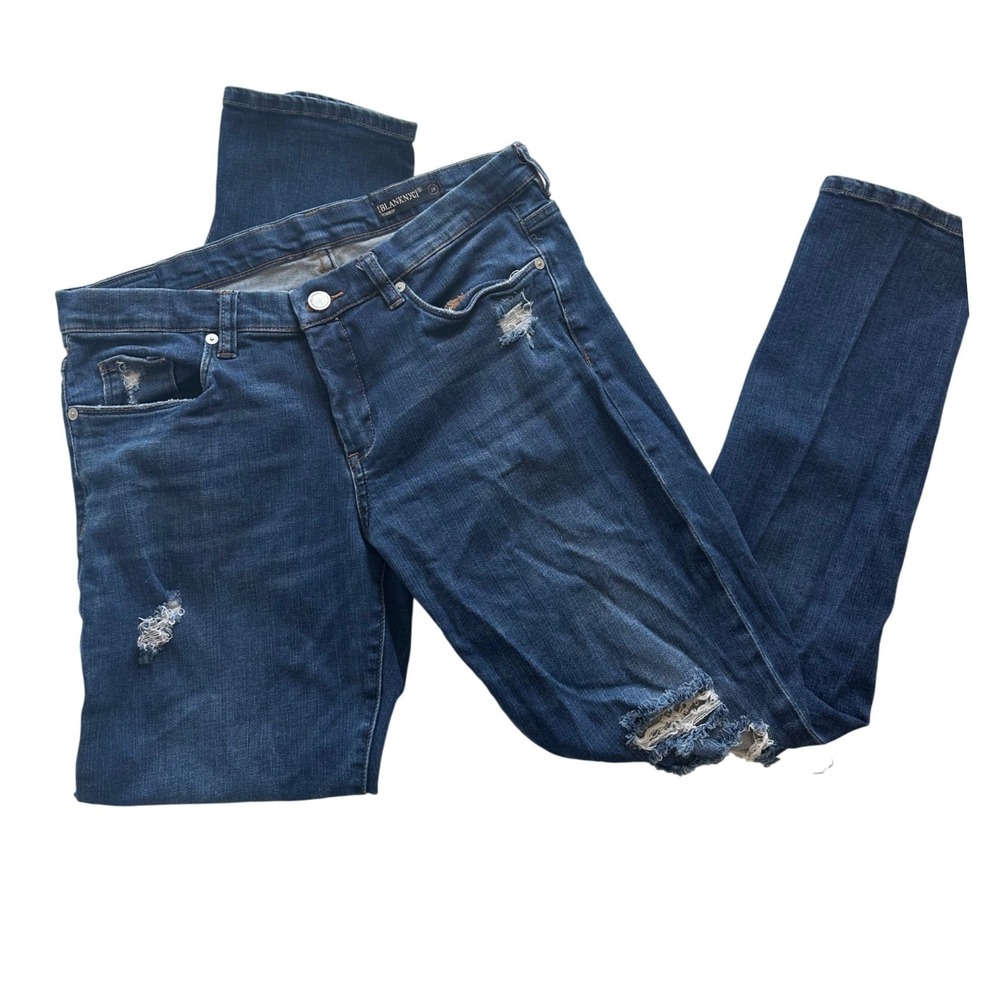 BLANKNYC Tomboy Distressed Jeans Dark Wash Blue Ripped Women's 28 Denim Loose